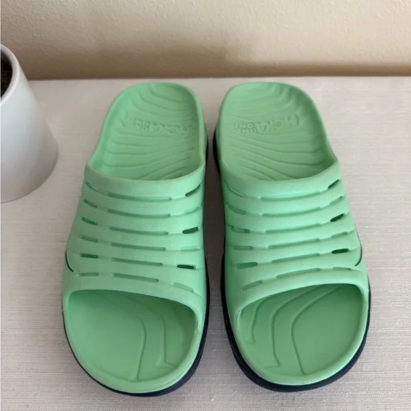 HOKA One One Mint Green/Black Unisex Slide Sandals - Picture 2 of 11